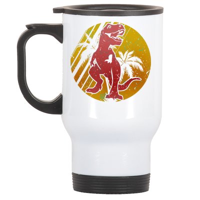 Retro Dinosaur Sunset Stainless Steel Travel Mug