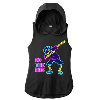 Retro Do the Dab Neon Skeleton Ladies PosiCharge Tri-Blend Wicking Draft Hoodie Tank