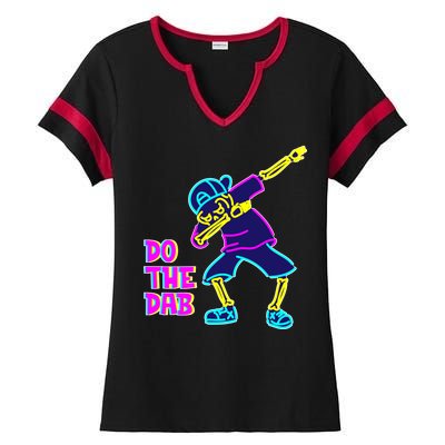 Retro Do the Dab Neon Skeleton Ladies Halftime Notch Neck Tee