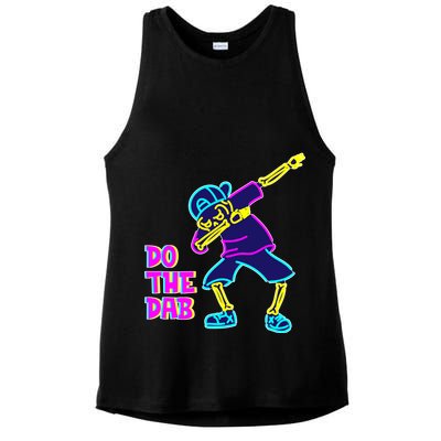 Retro Do the Dab Neon Skeleton Ladies PosiCharge Tri-Blend Wicking Tank
