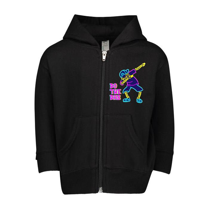 Retro Do the Dab Neon Skeleton Toddler Zip Fleece Hoodie