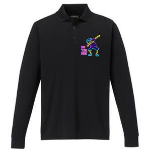 Retro Do the Dab Neon Skeleton Performance Long Sleeve Polo