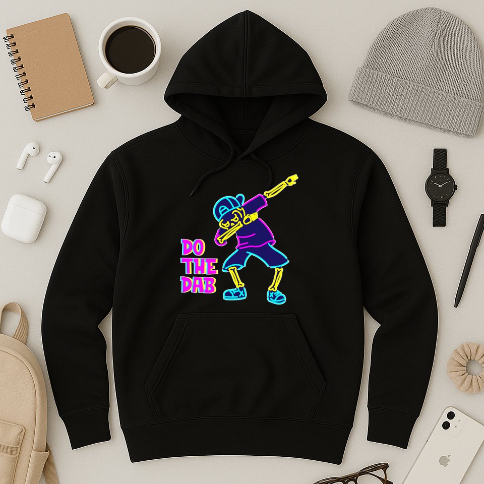 Retro Do the Dab Neon Skeleton Hoodie