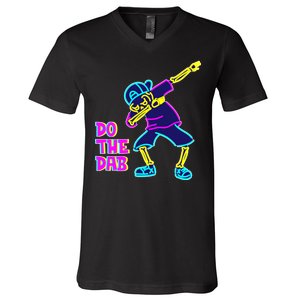 Retro Do the Dab Neon Skeleton V-Neck T-Shirt