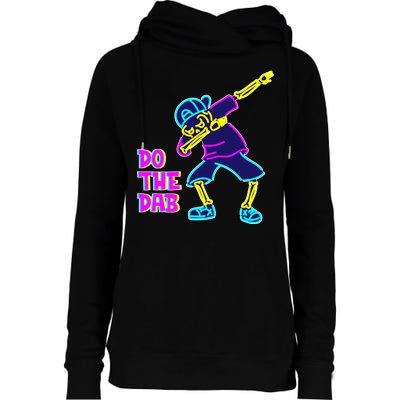 Retro Do the Dab Neon Skeleton Womens Funnel Neck Pullover Hood