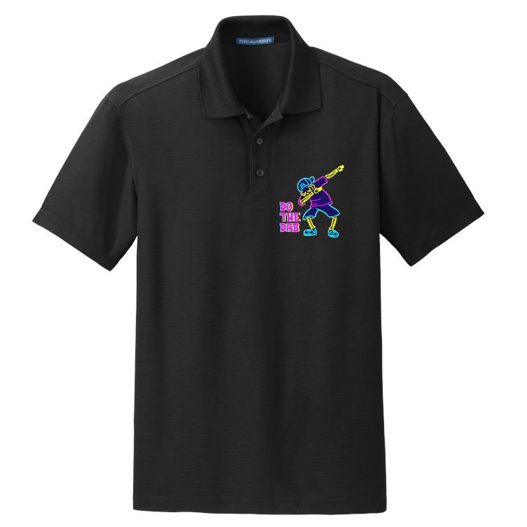 Retro Do the Dab Neon Skeleton Dry Zone Grid Polo