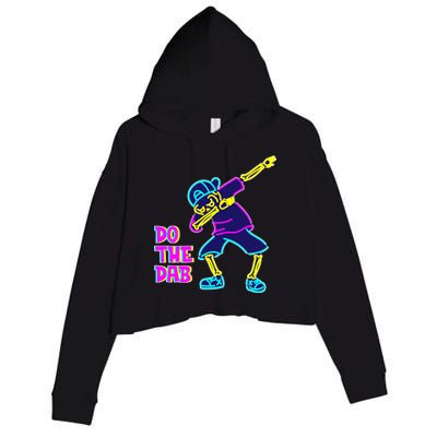 Retro Do the Dab Neon Skeleton Crop Fleece Hoodie