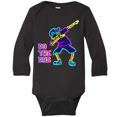 Retro Do the Dab Neon Skeleton Baby Long Sleeve Bodysuit