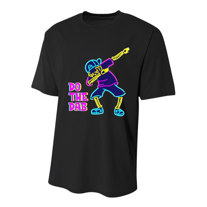Retro Do the Dab Neon Skeleton Youth Performance Sprint T-Shirt