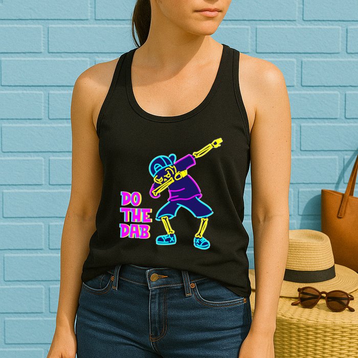 Retro Do the Dab Neon Skeleton Womens Tank Top