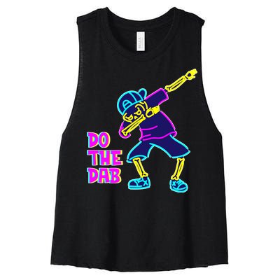 Retro Do the Dab Neon Skeleton Women's Racerback Cropped Tank