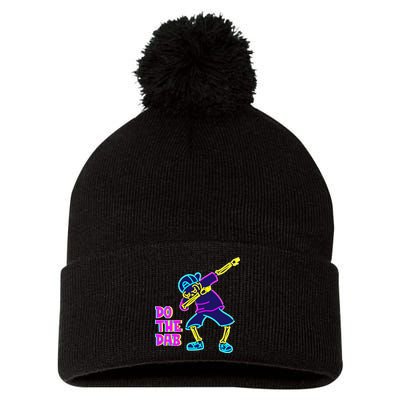 Retro Do the Dab Neon Skeleton Pom Pom 12in Knit Beanie