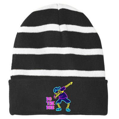 Retro Do the Dab Neon Skeleton Striped Beanie with Solid Band