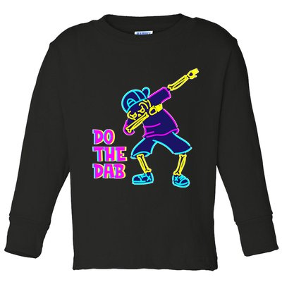 Retro Do the Dab Neon Skeleton Toddler Long Sleeve Shirt
