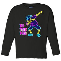 Retro Do the Dab Neon Skeleton Toddler Long Sleeve Shirt