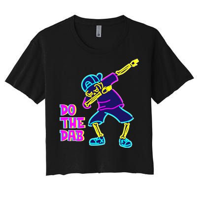 Retro Do the Dab Neon Skeleton Women's Crop Top Tee