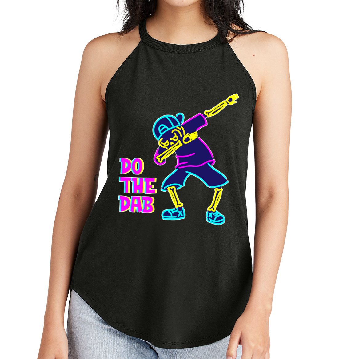 Retro Do the Dab Neon Skeleton Women's Perfect Tri Rocker Tank