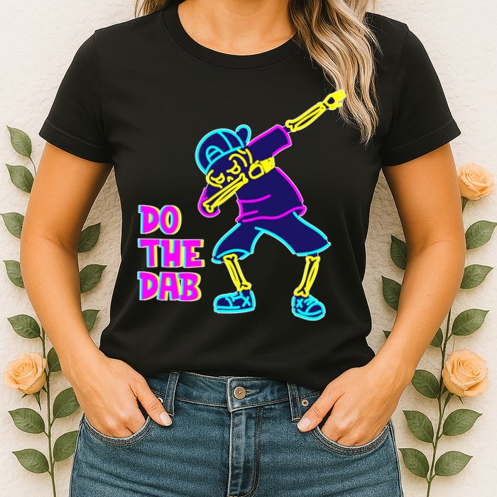 Retro Do the Dab Neon Skeleton Womens T-Shirt