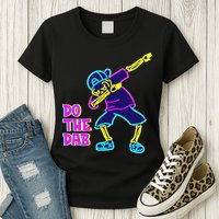 Retro Do the Dab Neon Skeleton Womens T-Shirt