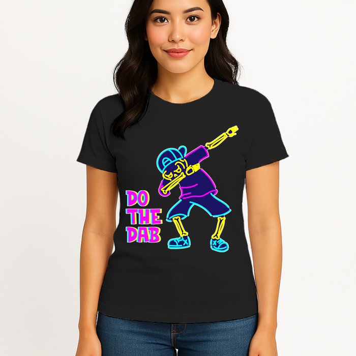 Retro Do the Dab Neon Skeleton Womens T-Shirt