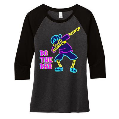 Retro Do the Dab Neon Skeleton Women's Tri-Blend 3/4-Sleeve Raglan Shirt