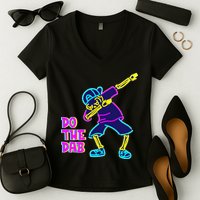 Retro Do the Dab Neon Skeleton Women's V-Neck T-Shirt