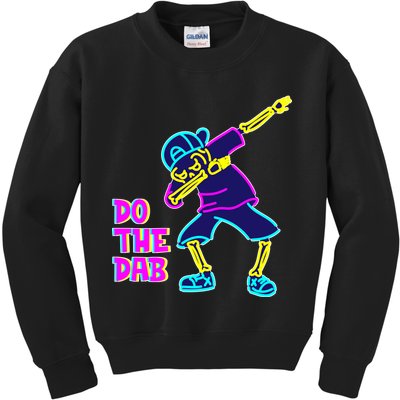 Retro Do the Dab Neon Skeleton Kids Sweatshirt