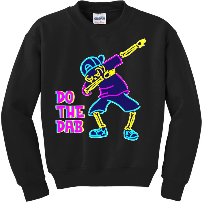 Retro Do the Dab Neon Skeleton Kids Sweatshirt