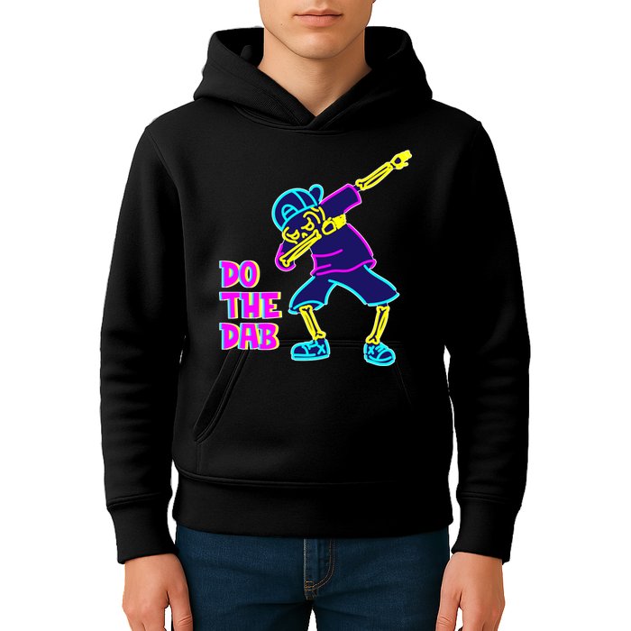 Retro Do the Dab Neon Skeleton Kids Hoodie