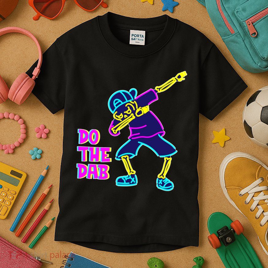 Retro Do the Dab Neon Skeleton Kids T-Shirt