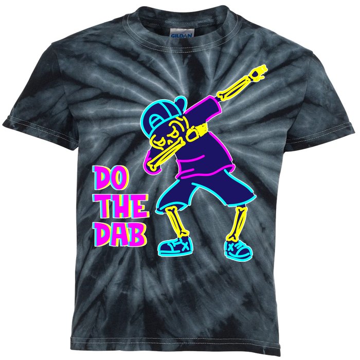 Retro Do the Dab Neon Skeleton Kids Tie-Dye T-Shirt