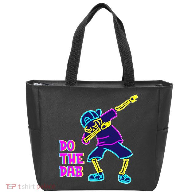 Retro Do the Dab Neon Skeleton Zip Tote Bag