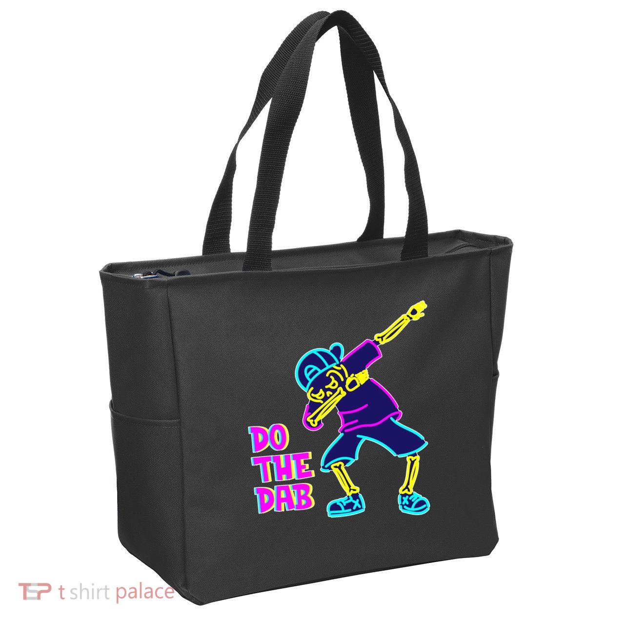 Retro Do the Dab Neon Skeleton Zip Tote Bag