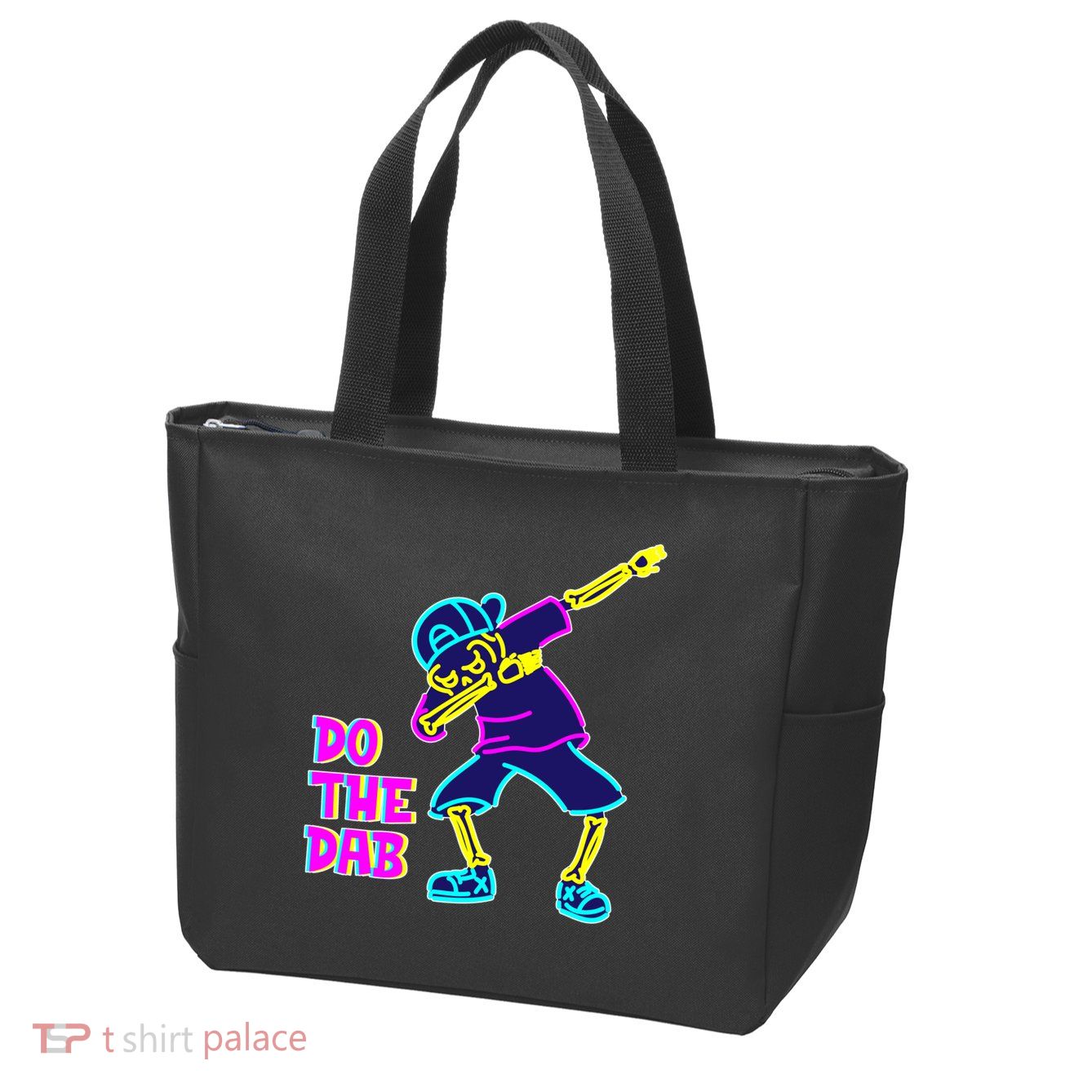 Retro Do the Dab Neon Skeleton Zip Tote Bag