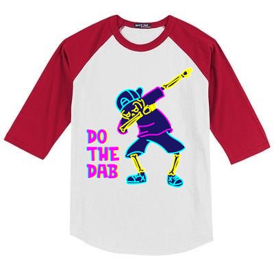 Retro Do the Dab Neon Skeleton Kids Colorblock Raglan Jersey