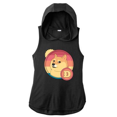 Retro DogeCoin Ladies PosiCharge Tri-Blend Wicking Draft Hoodie Tank