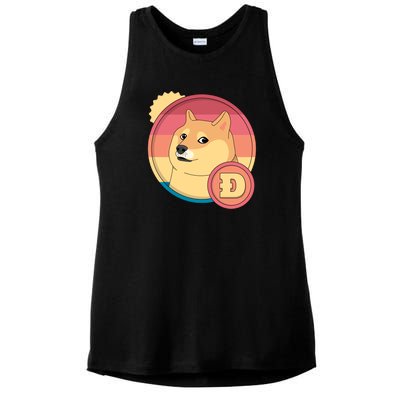 Retro DogeCoin Ladies PosiCharge Tri-Blend Wicking Tank