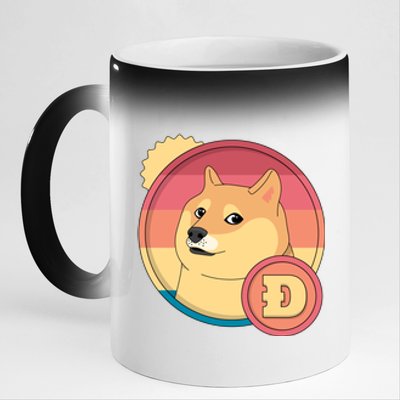 Retro DogeCoin 11oz Black Color Changing Mug