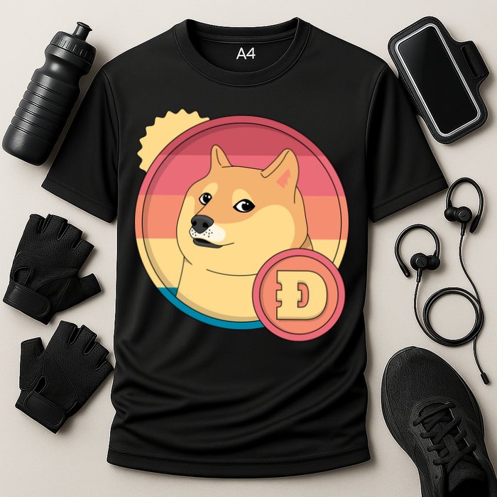 Retro DogeCoin Cooling Performance Crew T-Shirt