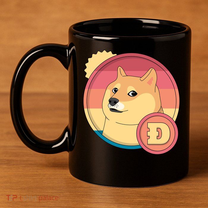 Retro DogeCoin 11oz C Handle Ceramic Mug