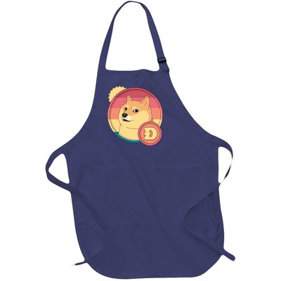 Retro DogeCoin Full-Length Apron With Pockets