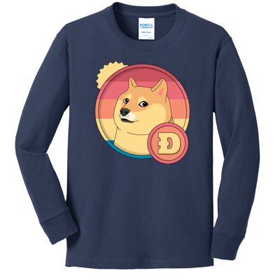 Retro DogeCoin Kids Long Sleeve Shirt