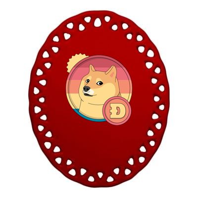 Retro DogeCoin Ceramic Oval Ornament