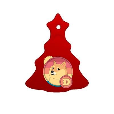 Retro DogeCoin Ceramic Tree Ornament