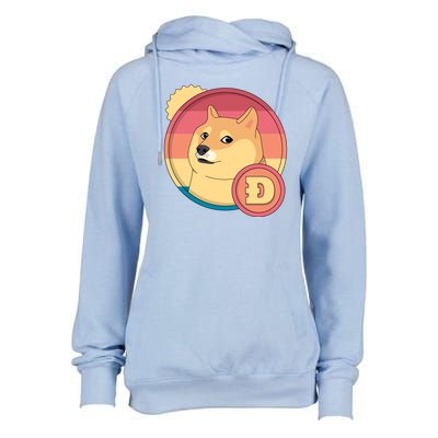 Retro DogeCoin Womens Funnel Neck Pullover Hood