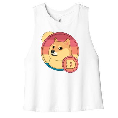 Retro DogeCoin Women's Racerback Cropped Tank