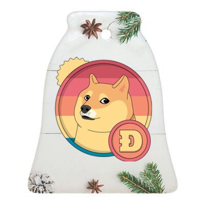 Retro DogeCoin Ceramic Bell Ornament