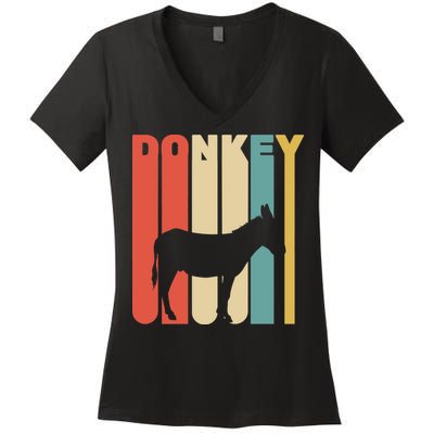 Retro Donkey Logo Women's V-Neck T-Shirt