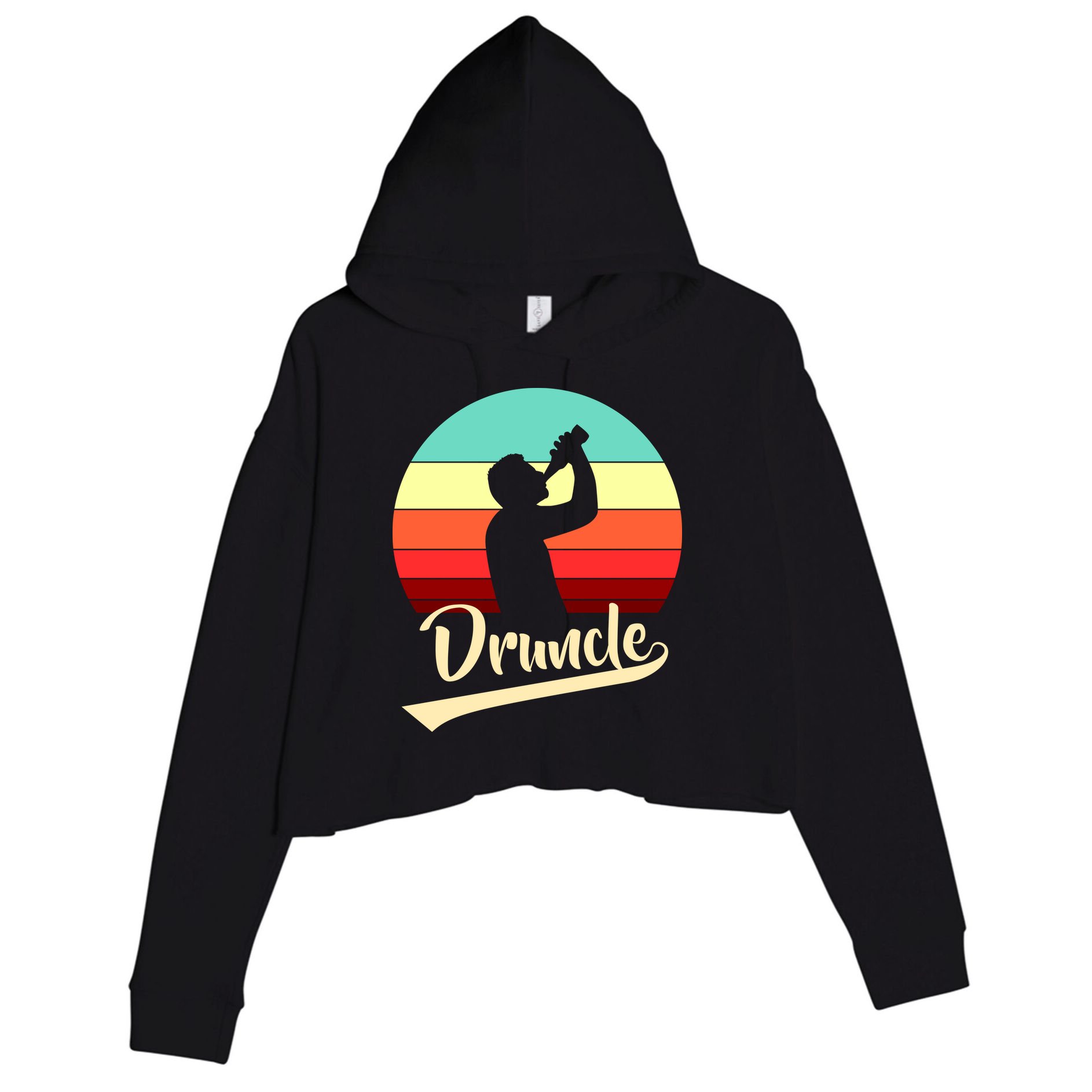 Retro Druncle Logo Crop Fleece Hoodie