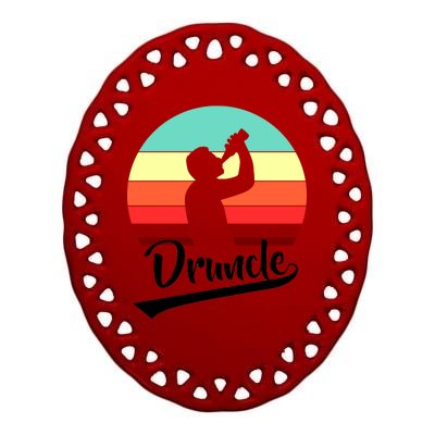 Retro Druncle Logo Ceramic Oval Ornament